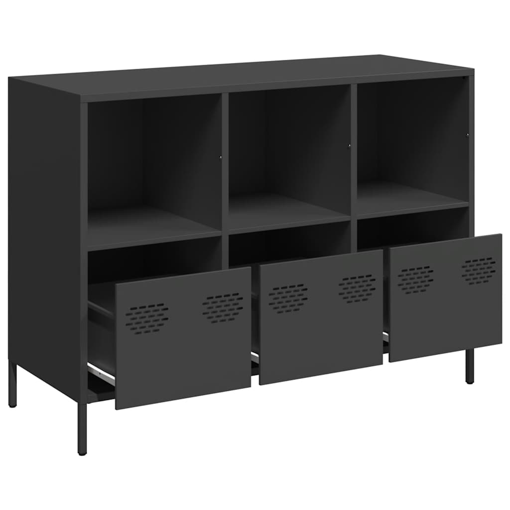 Komoda crna 101,5x39x73,5 cm hladno valjani čelik