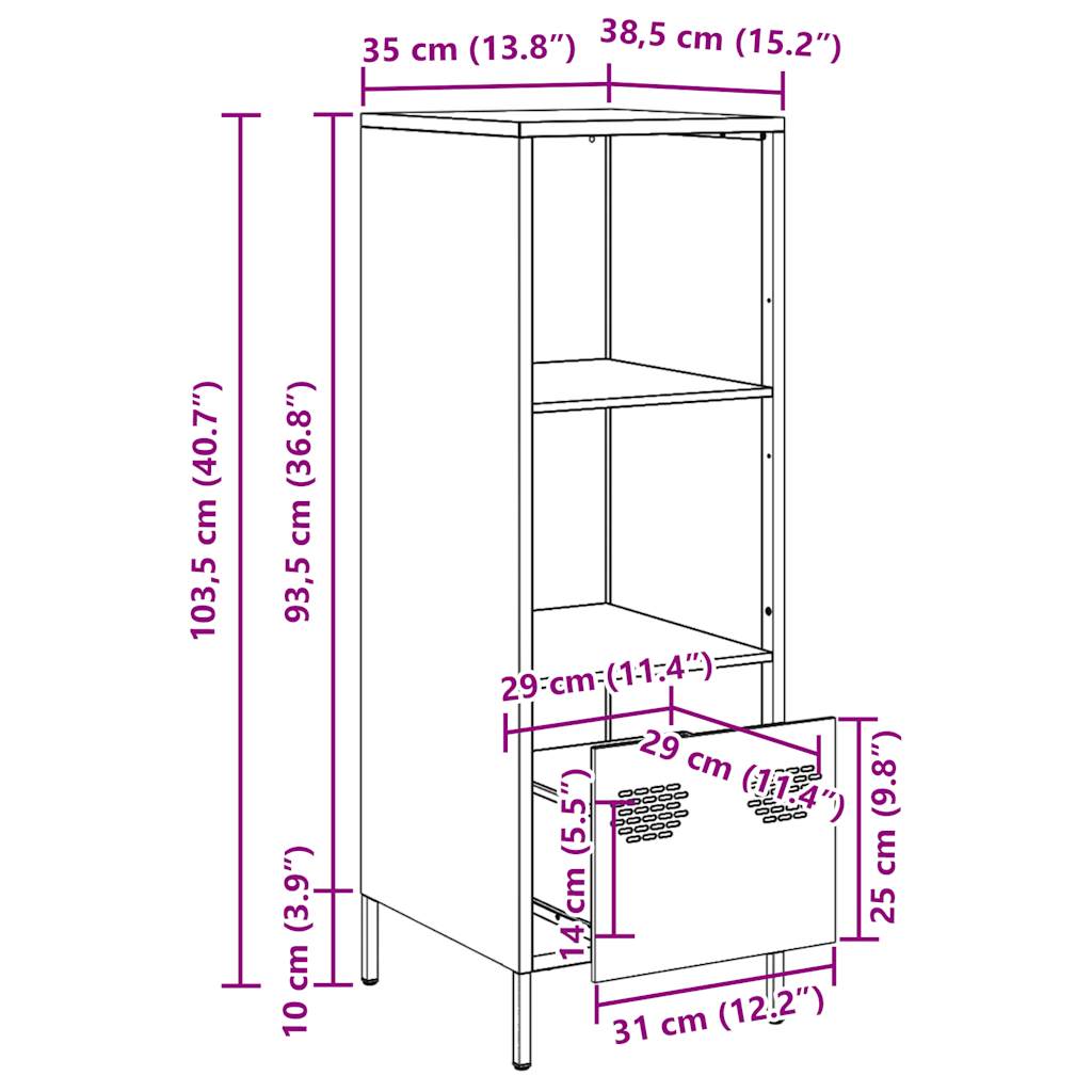 Visoka komoda antracit 35x39x103,5 cm od čelika