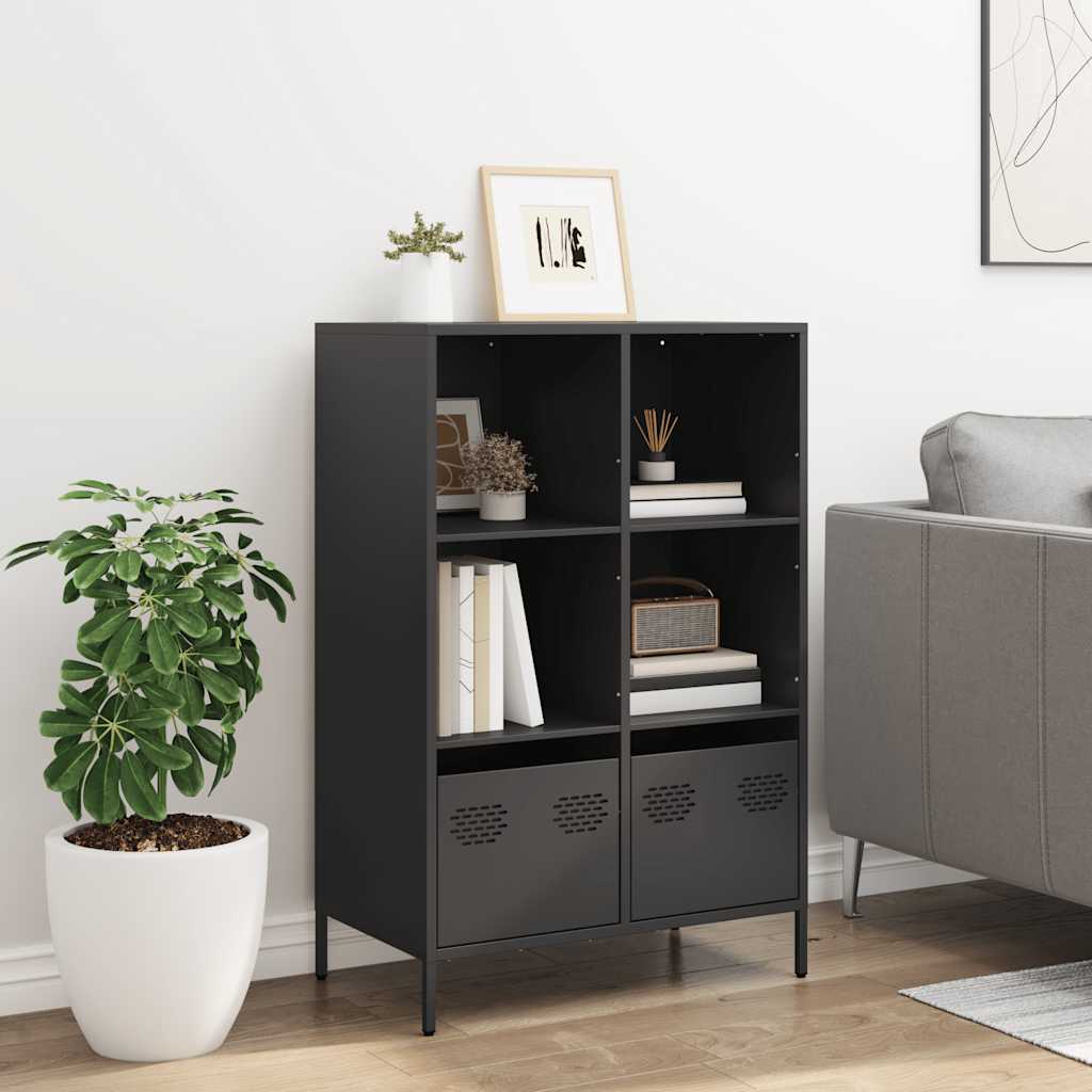 Visoka komoda crna 68x39x103,5 cm od čelika