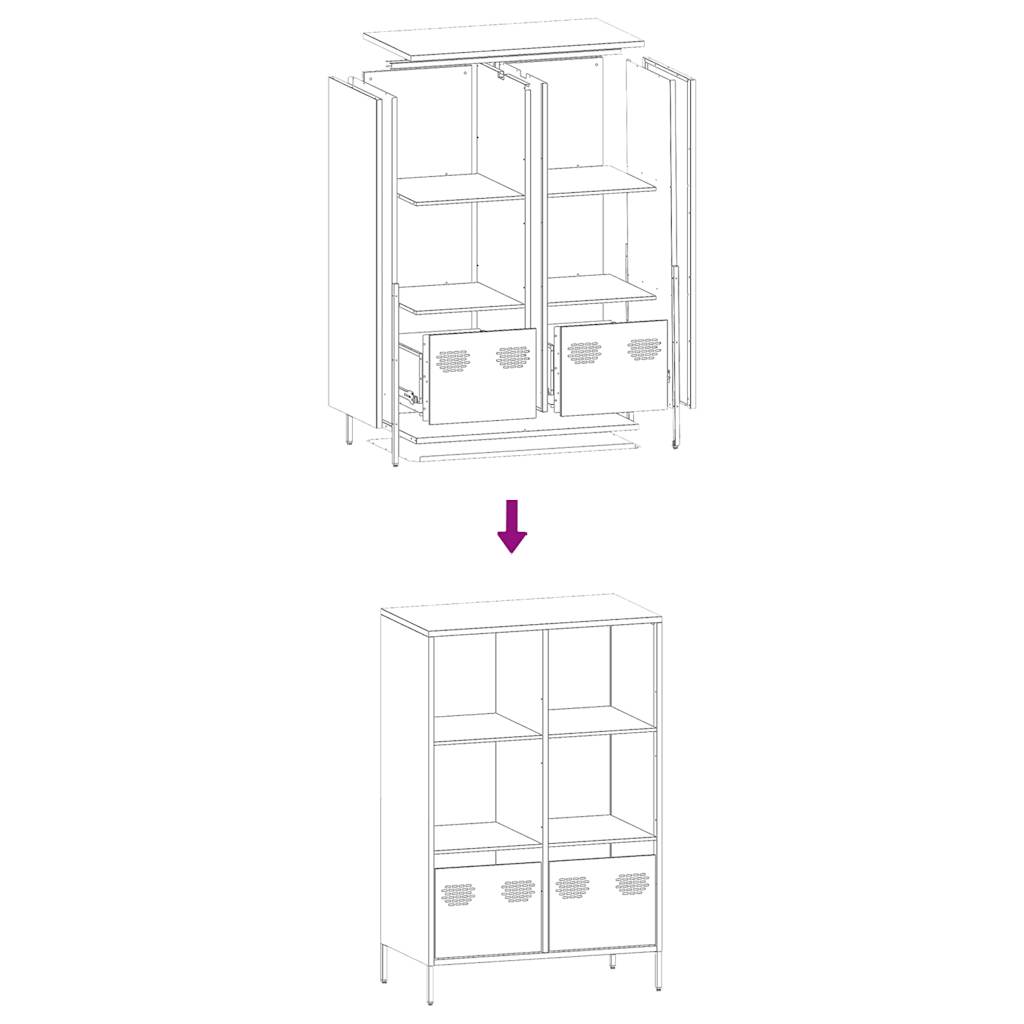 Visoka komoda boja senfa 68x39x103,5 cm od čelika