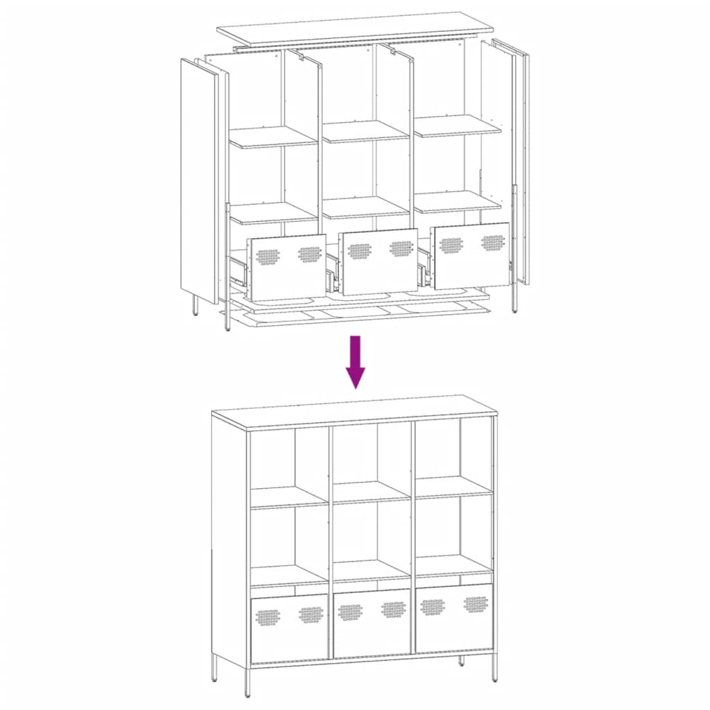 Visoka komoda antracit 101,5x39x103,5 cm od čelika