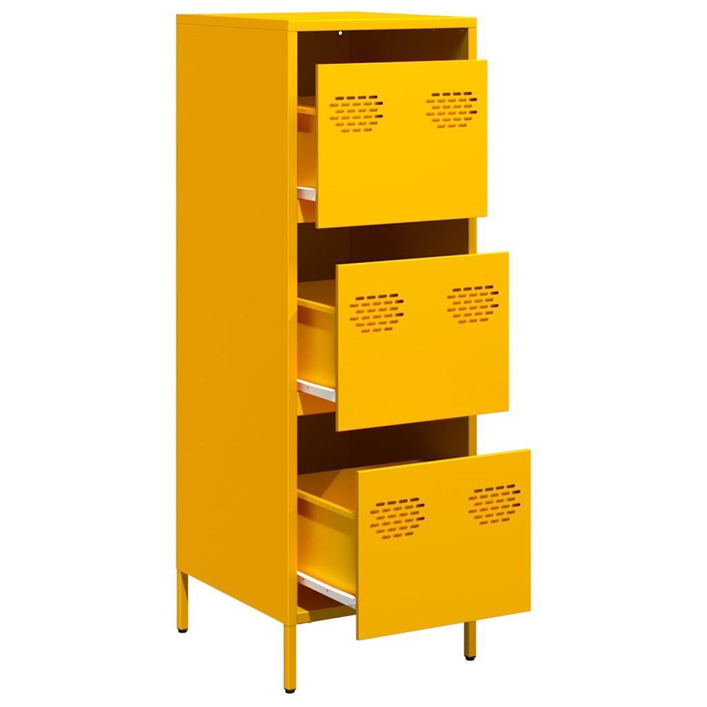 Visoka komoda boja senfa 39x35x103,5 cm čelična