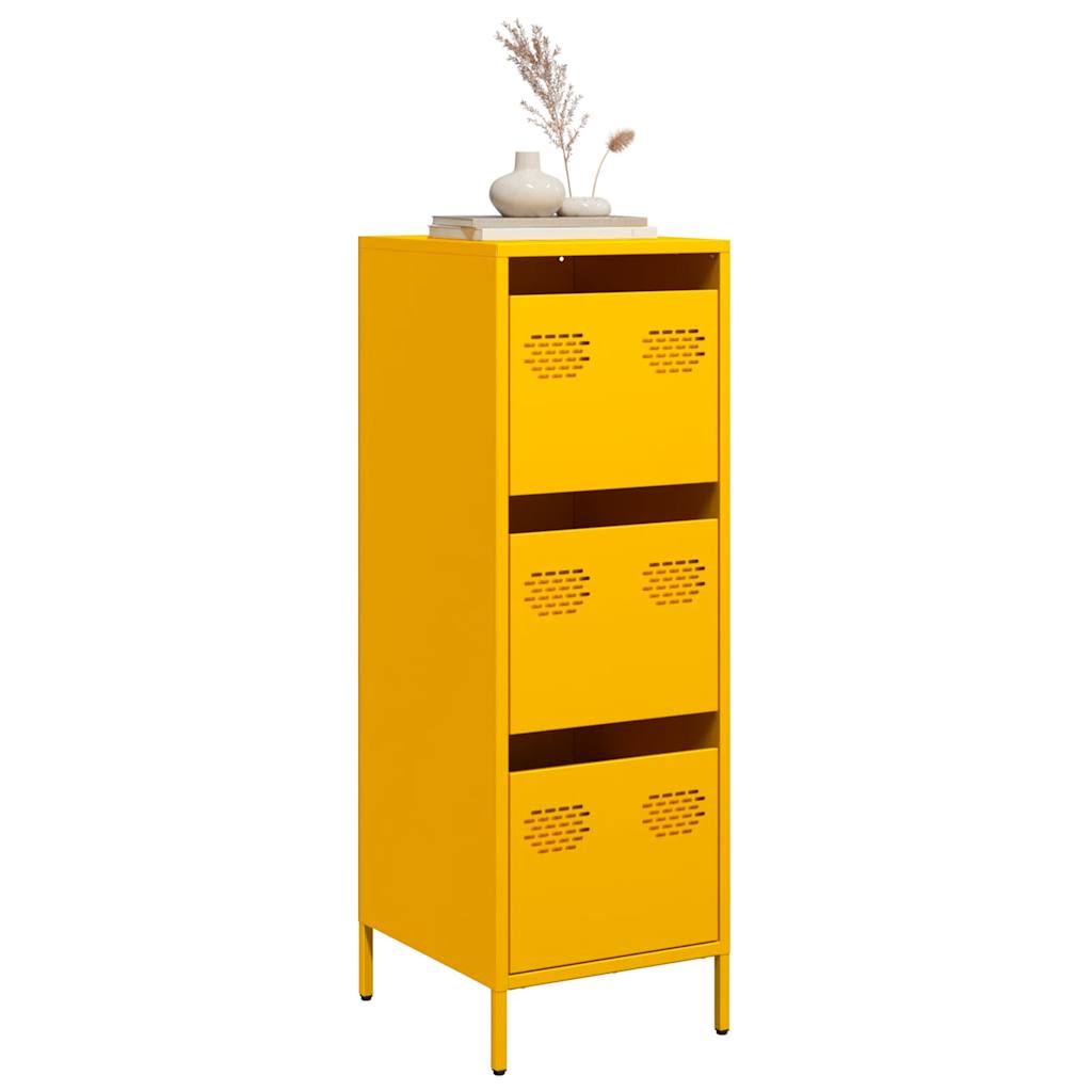 Visoka komoda boja senfa 39x35x103,5 cm čelična