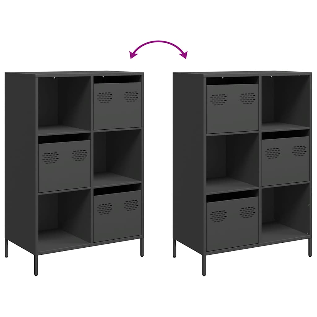 Visoka komoda crna 68x39x103,5 cm od čelika