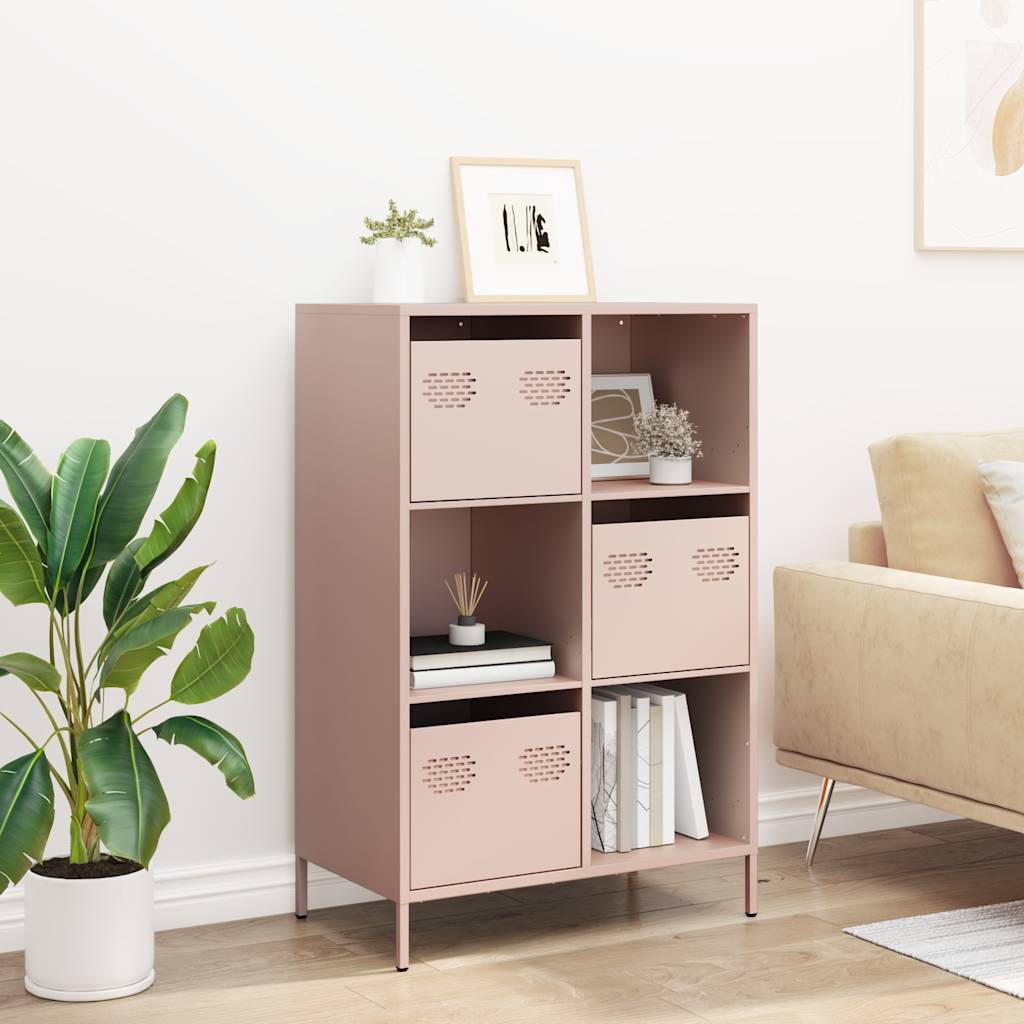 Visoka komoda ružičasta 68x39x103,5 cm čelik