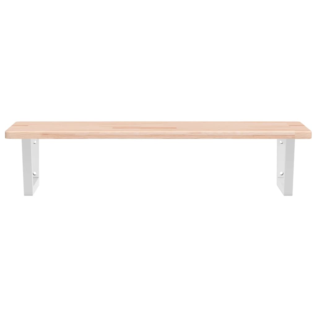 Zidna polica za umivaonik od čelika i masivne hrastovine Smeđa 100 x 50 x 2.5 cm