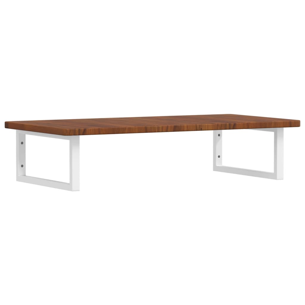 Zidna polica za umivaonik od čelika i masivne hrastovine Smeđa 100 x 50 x 2.5 cm