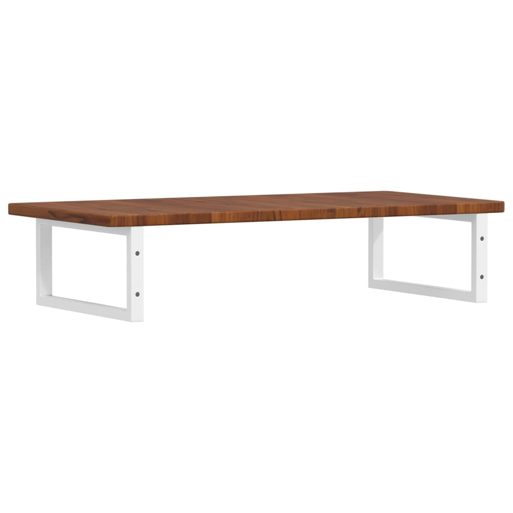 Zidna polica za umivaonik od čelika i masivne hrastovine Smeđa 100 x 50 x 2.5 cm