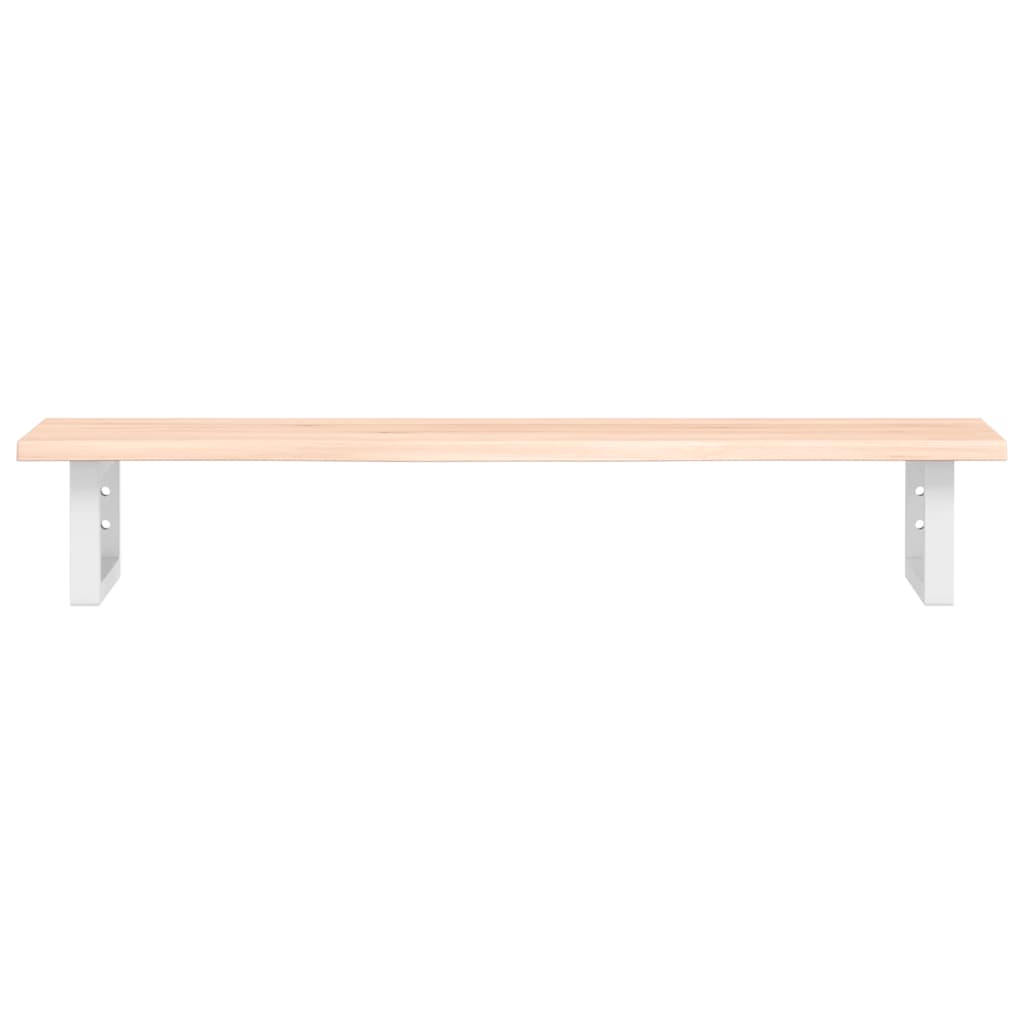 Zidna polica za umivaonik od čelika i masivne hrastovine Smeđa 100 x 40 x 2 cm