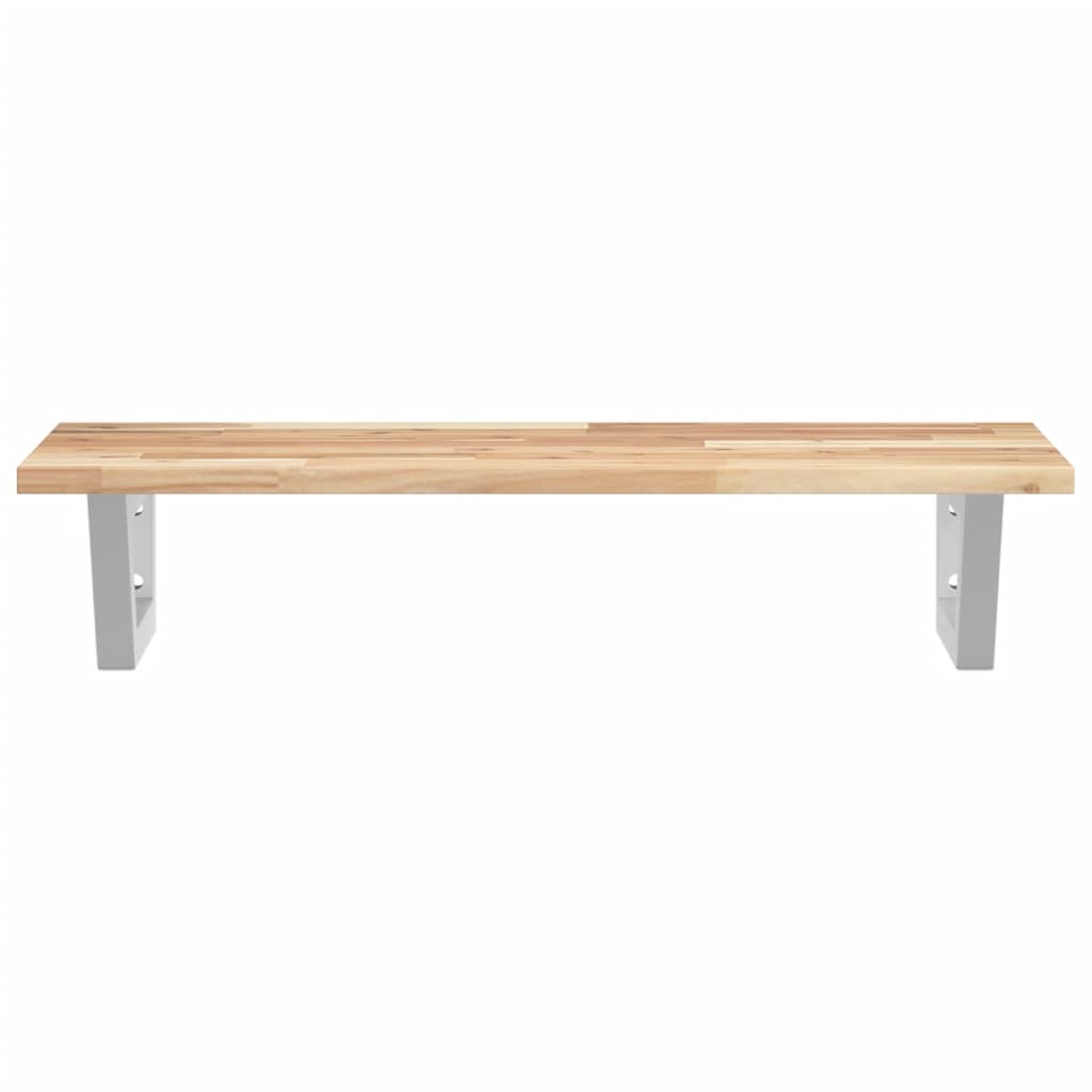 Zidna polica za umivaonik od čelika i masivnog bagremovog drva Smeđa 80 x 40 x 2 cm