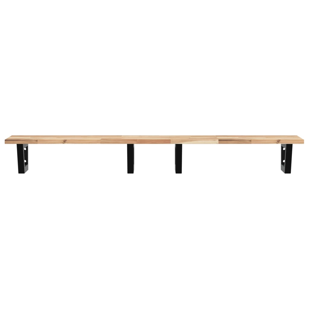 Zidna polica za umivaonik od čelika i masivnog bagremovog drva Smeđa 120 x 40 x 2 cm
