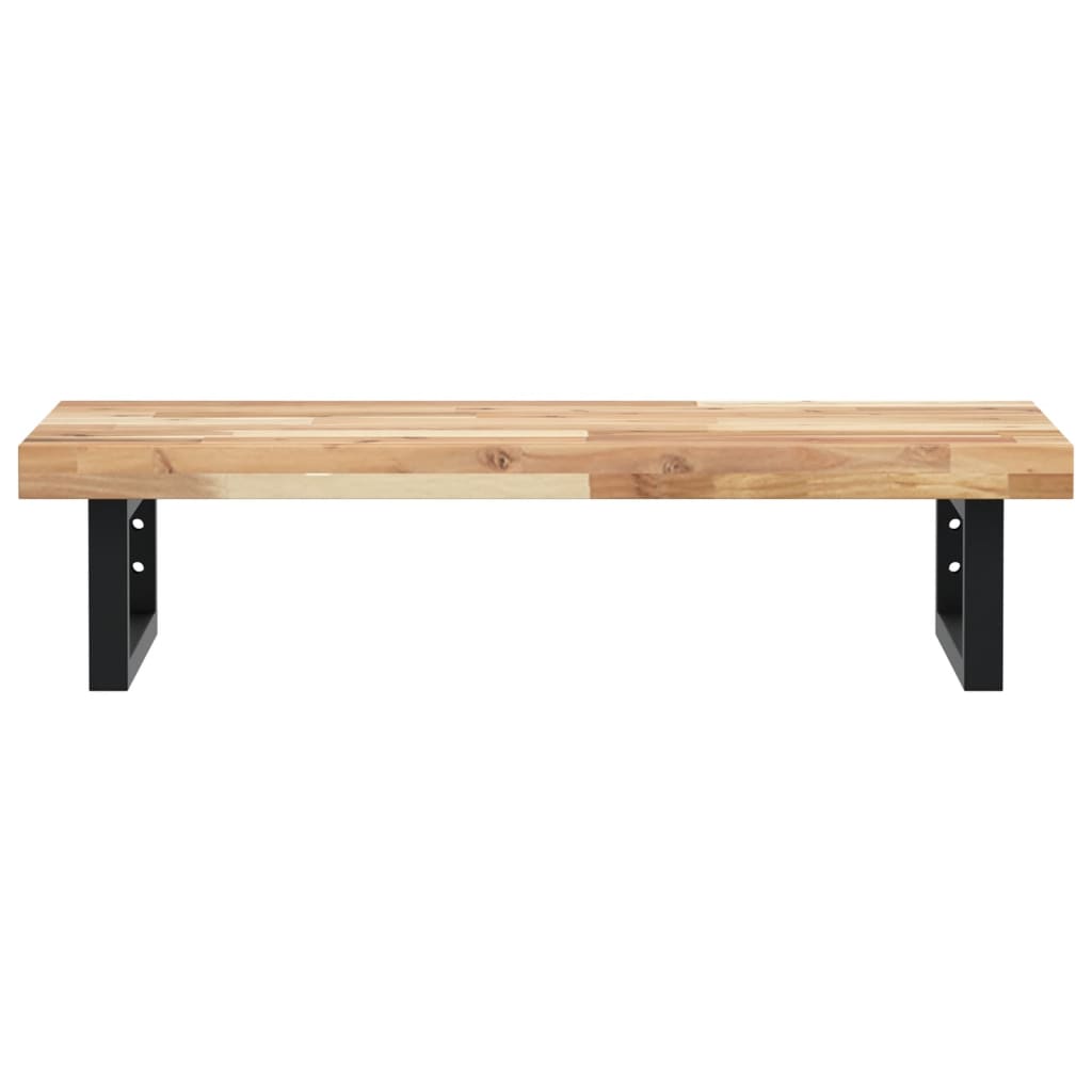 Zidna polica za umivaonik od čelika i masivnog bagremovog drva Smeđa 80 x 40 x 4 cm