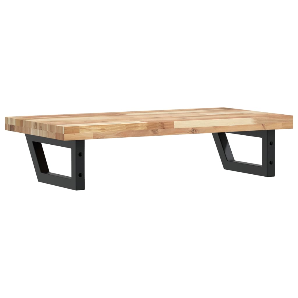 Zidna polica za umivaonik od čelika i masivnog bagremovog drva Smeđa 80 x 40 x 4 cm