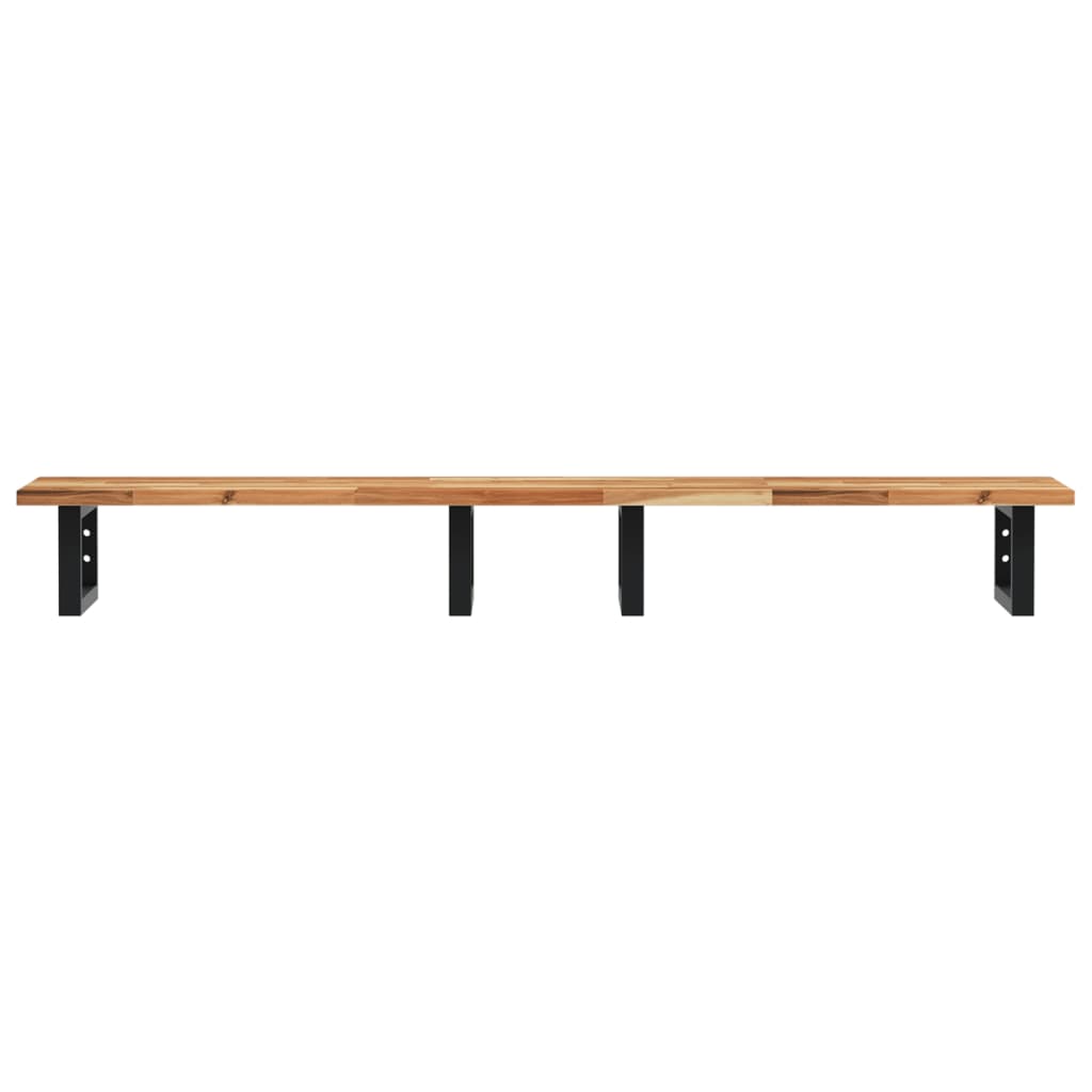 Zidna polica za umivaonik od čelika i masivnog bagremovog drva Smeđa 160 x 40 x 2 cm