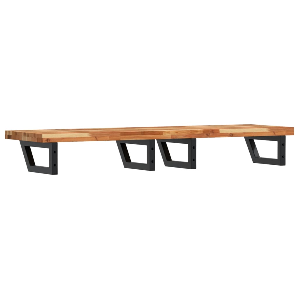 Zidna polica za umivaonik od čelika i masivnog bagremovog drva Smeđa 140 x 40 x 4 cm