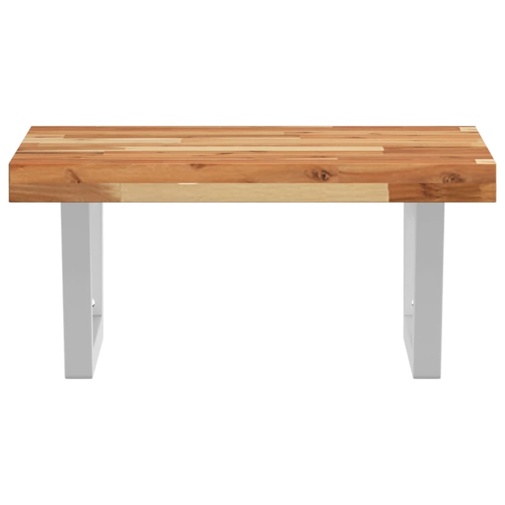 Zidna polica za umivaonik od čelika i masivnog bagremovog drva Smeđa 50 x 50 x 4 cm