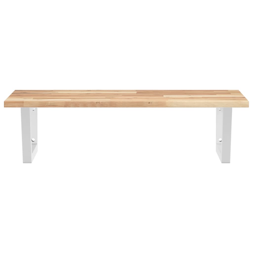 Zidna polica za umivaonik od čelika i masivnog bagremovog drva Smeđa 80 x 50 x 2 cm