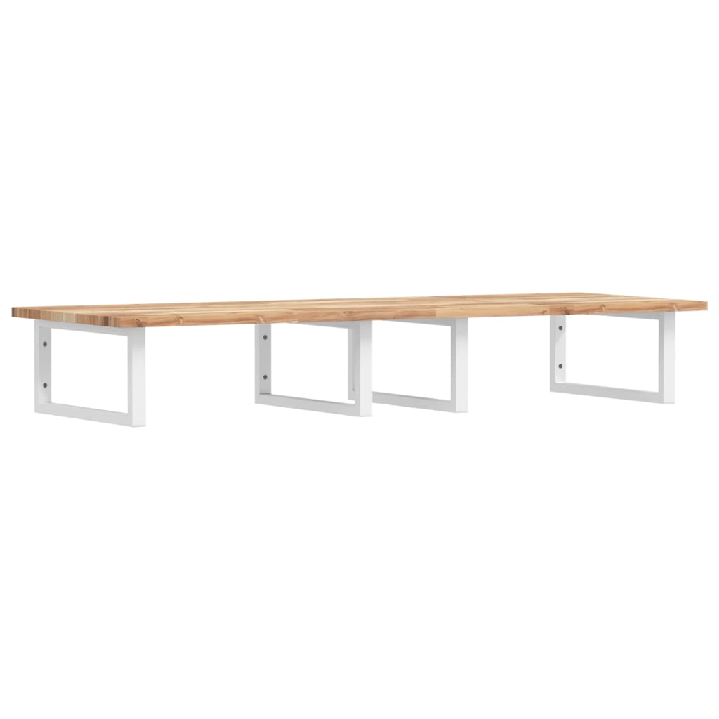 Zidna polica za umivaonik od čelika i masivnog bagremovog drva Smeđa 120 x 50 x 2 cm