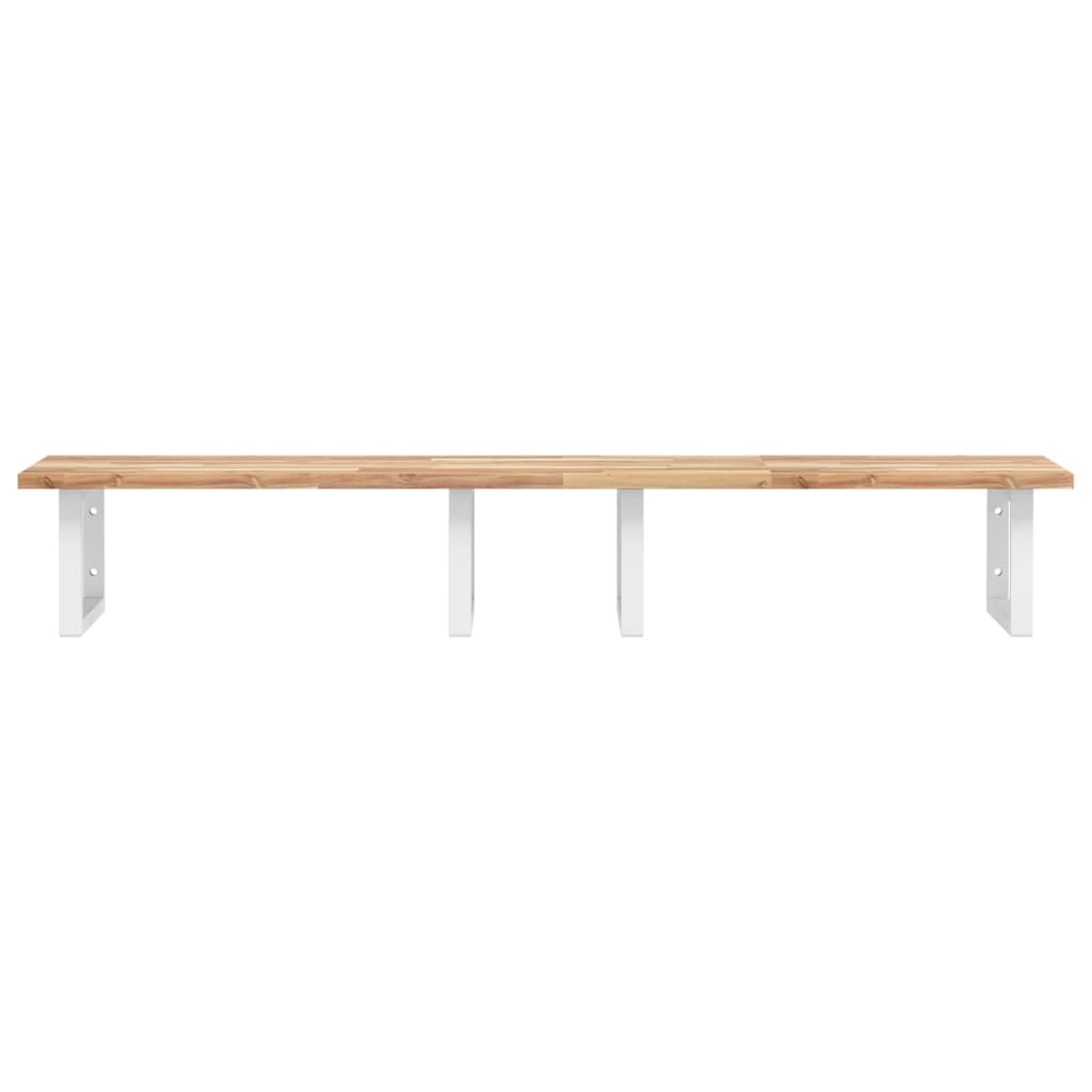 Zidna polica za umivaonik od čelika i masivnog bagremovog drva Smeđa 120 x 50 x 2 cm