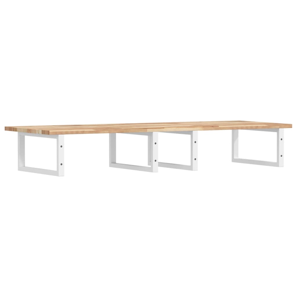 Zidna polica za umivaonik od čelika i masivnog bagremovog drva Smeđa 120 x 50 x 2 cm