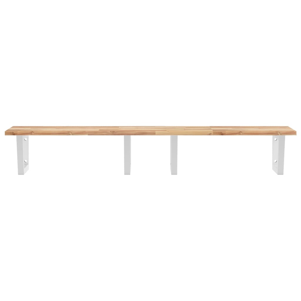 Zidna polica za umivaonik od čelika i masivnog bagremovog drva Smeđa 140 x 50 x 2 cm