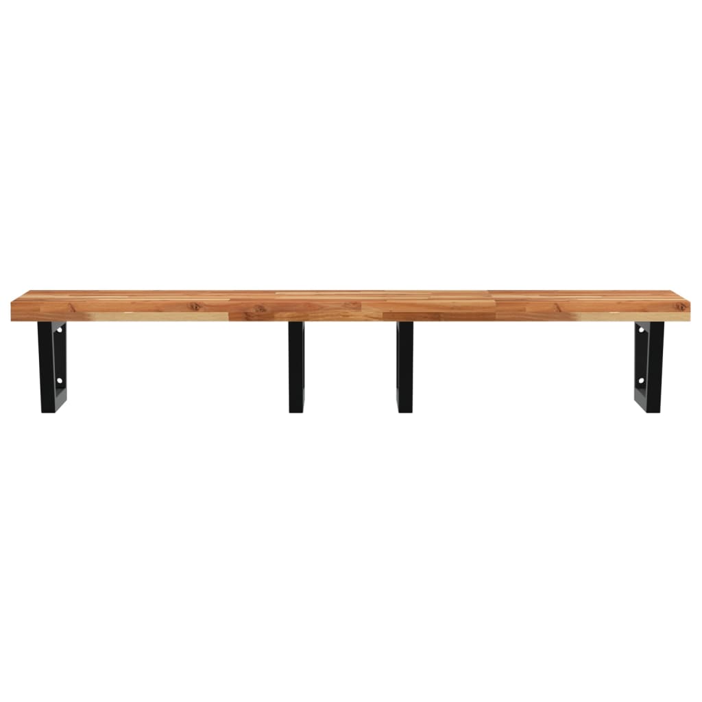 Zidna polica za umivaonik od čelika i masivnog bagremovog drva Smeđa 160 x 50 x 4 cm