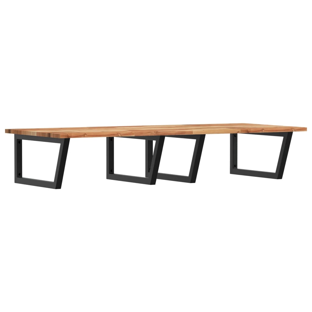 Zidna polica za umivaonik od čelika i masivnog bagremovog drva Smeđa 120 x 60 x 2 cm