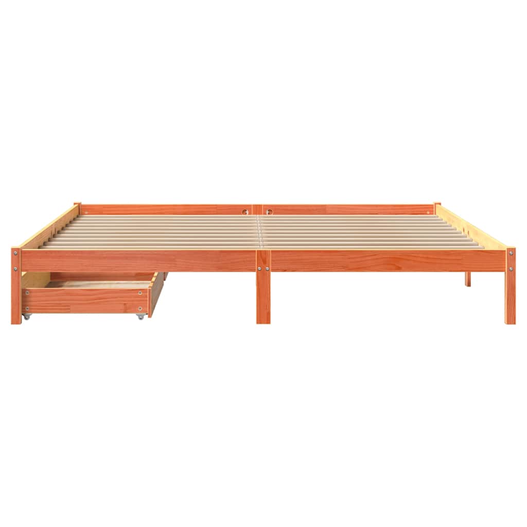 Okvir kreveta bez madraca voštano smeđi 200x200 cm od borovine