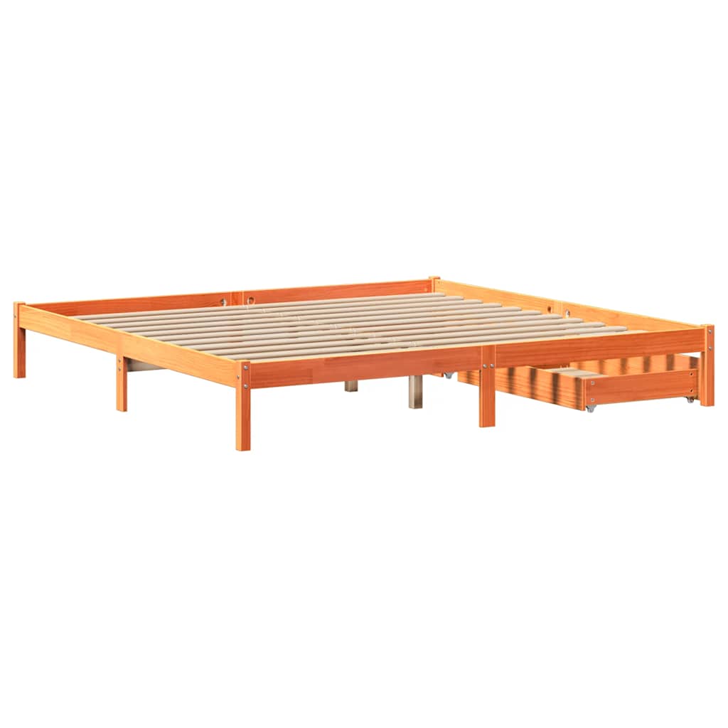 Okvir kreveta bez madraca voštano smeđi 200x200 cm od borovine