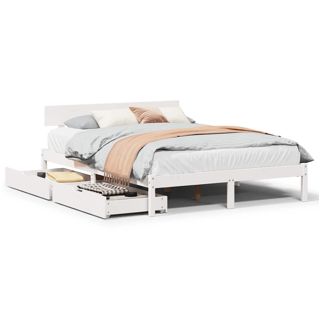 Okvir kreveta bez madraca bijeli 135 x 190 cm masivna borovina