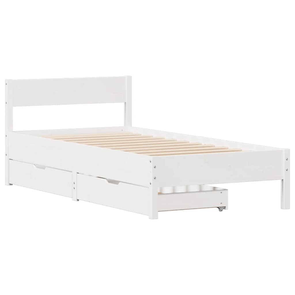 Okvir kreveta bez madraca bijeli 75 x 190 cm masivna borovina
