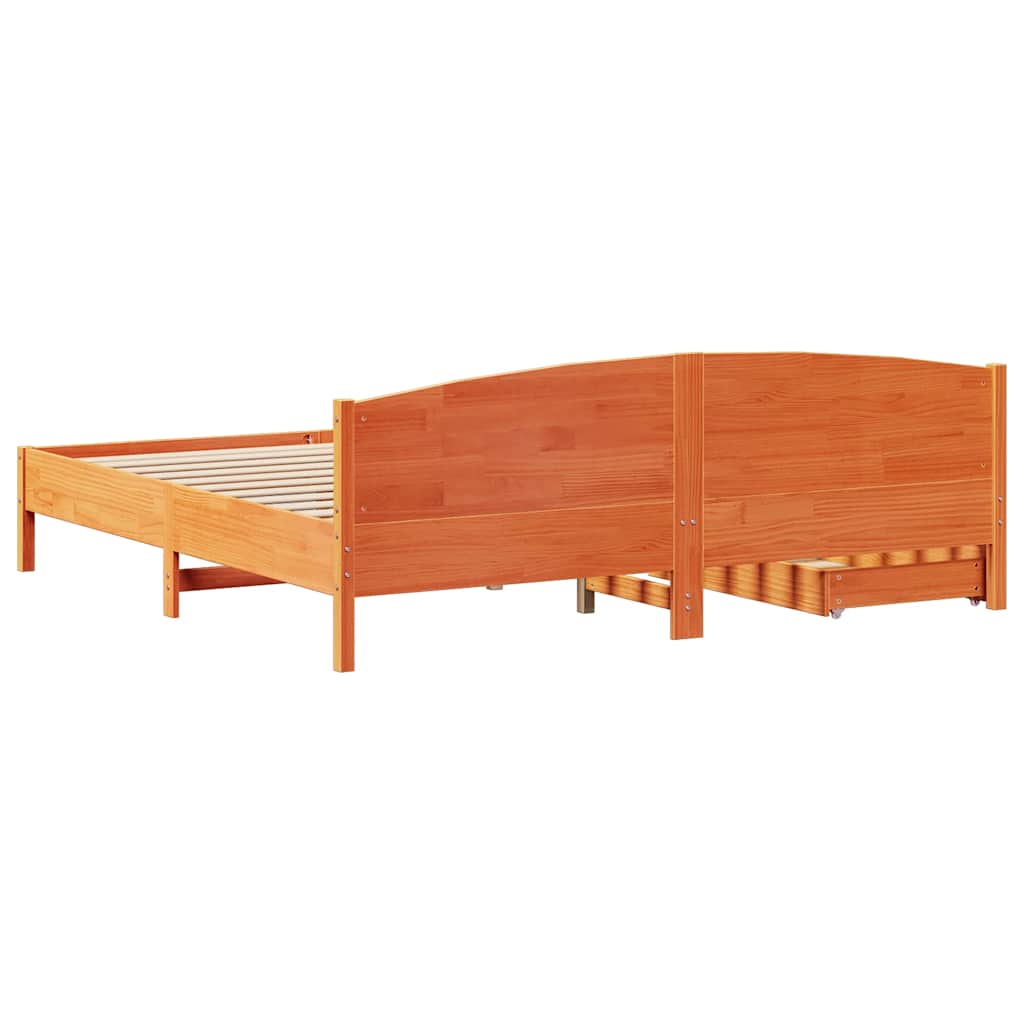 Okvir kreveta bez madraca voštano smeđi 200x200 cm od borovine