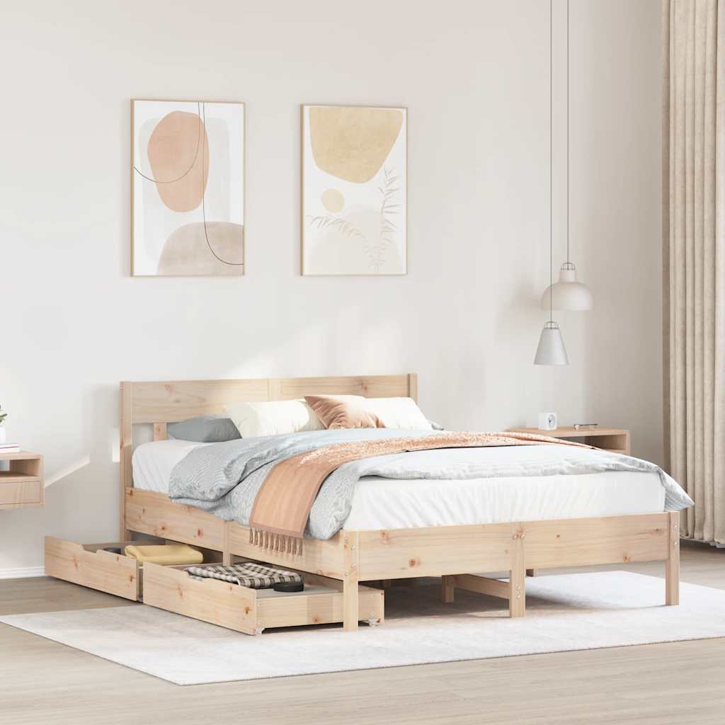 Okvir kreveta bez madraca 140 x 190 cm od masivne borovine