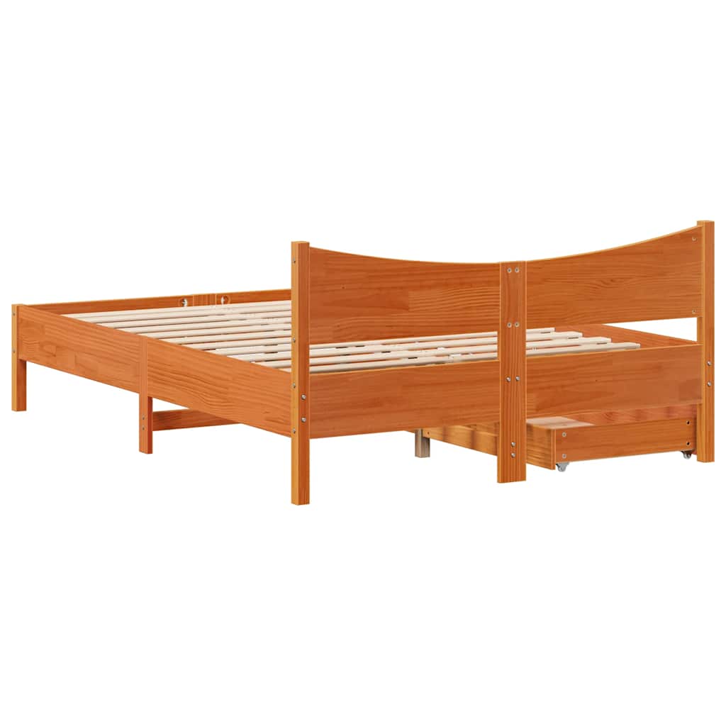 Okvir kreveta s ladicama 120 x 200 cm od masivne borovine