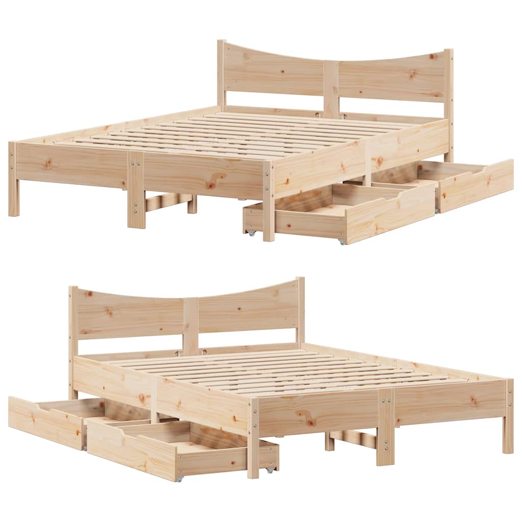 Okvir za krevet s ladicama 140x190 cm od masivnog drva