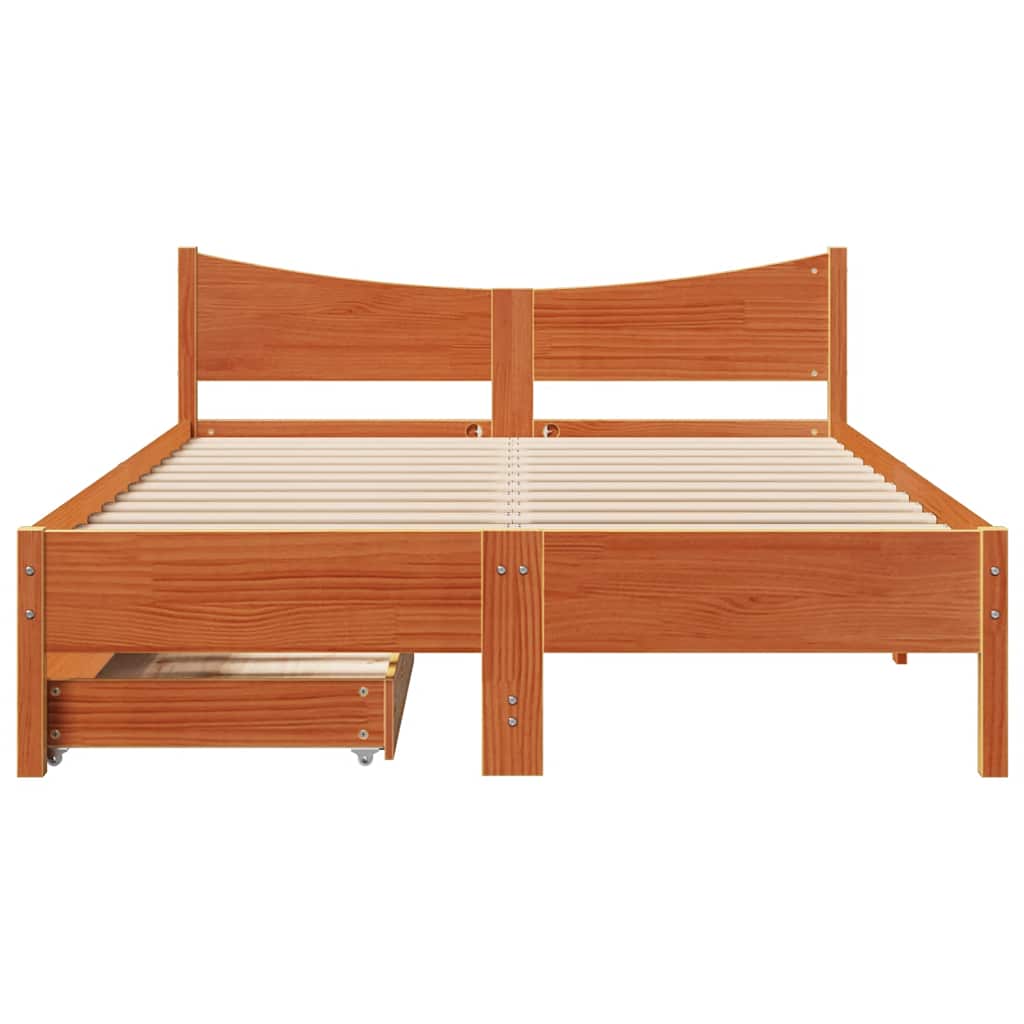 Okvir kreveta s ladicama 135 x 190 cm od masivne borovine