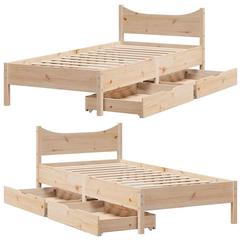Okvir kreveta s ladicama 75x190 cm od borovine