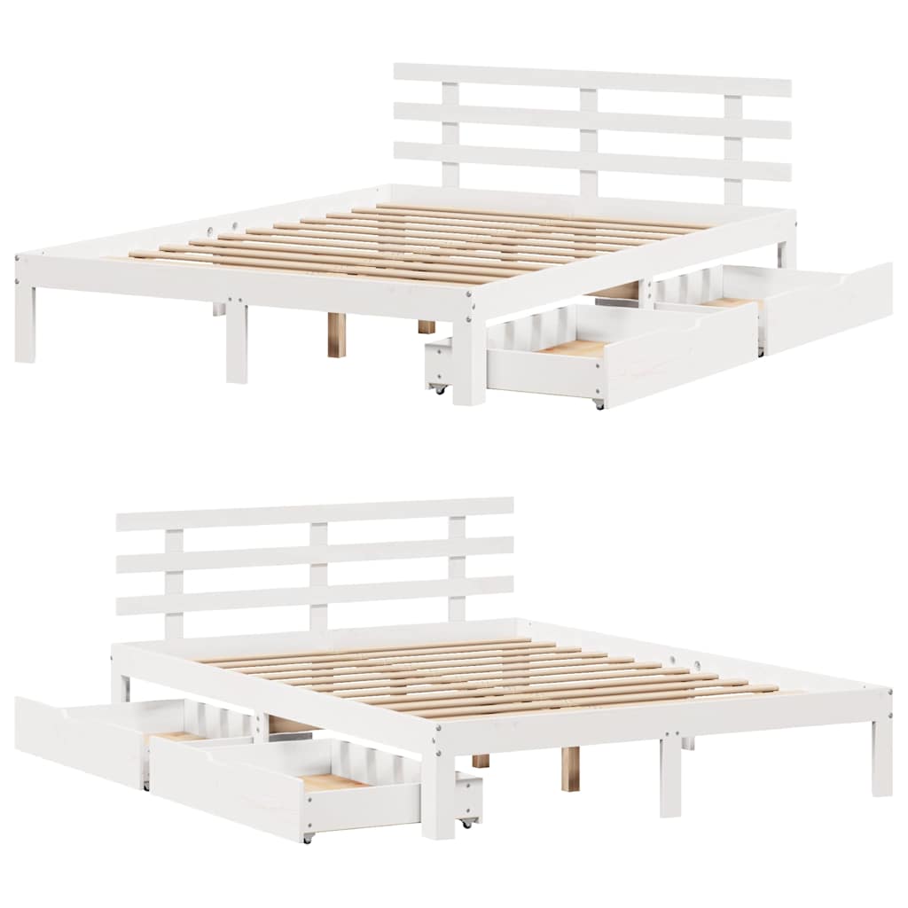 Okvir kreveta s ladicama bez madraca bijeli 135x190 cm