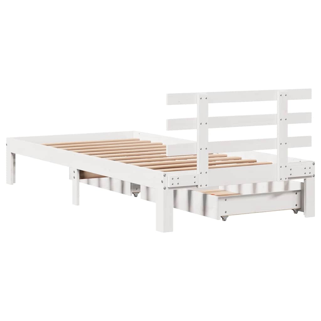 Okvir kreveta s ladicama bez madraca bijeli 90x200 cm