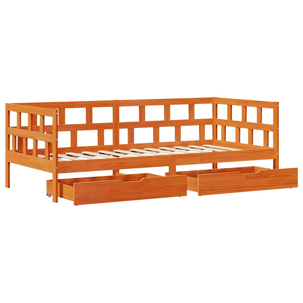 Dnevni krevet s ladicama bez madraca 90x200 cm masivno drvo