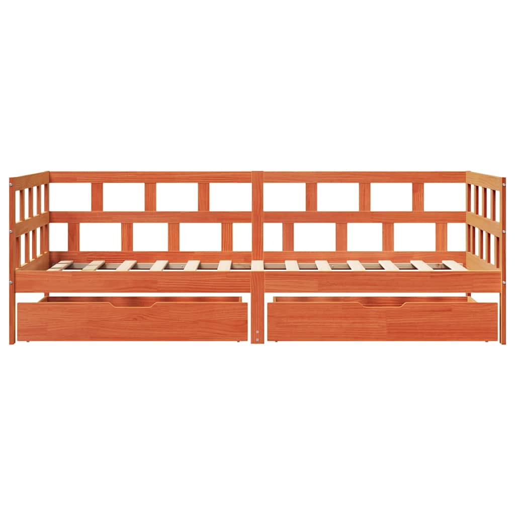 Dnevni krevet s ladicama bez madraca 80x200 cm masivno drvo