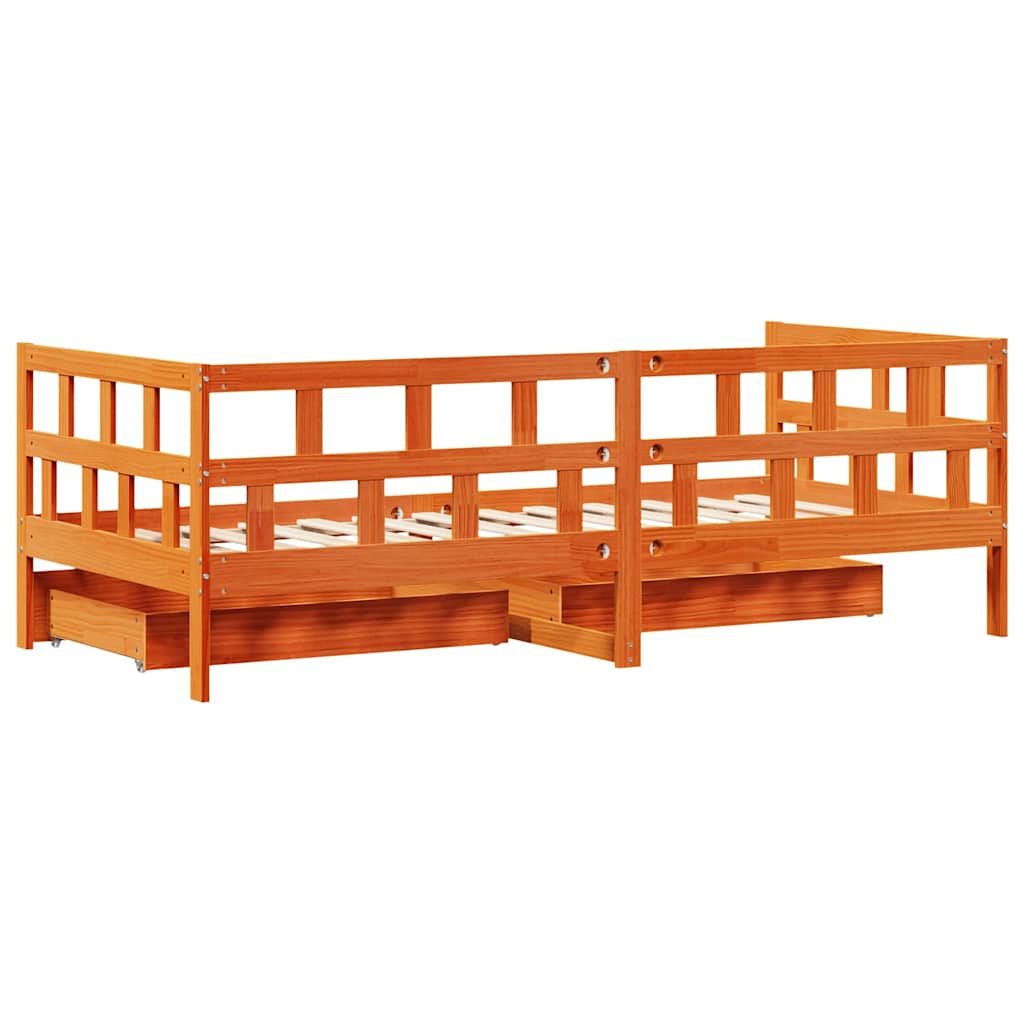 Dnevni krevet s ladicama bez madraca 80x200 cm masivno drvo