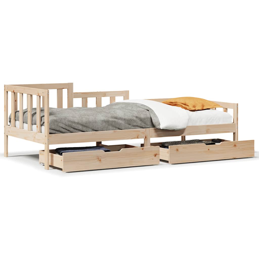 Dnevni krevet s ladicama bez madraca 90 x 190 cm masivno drvo