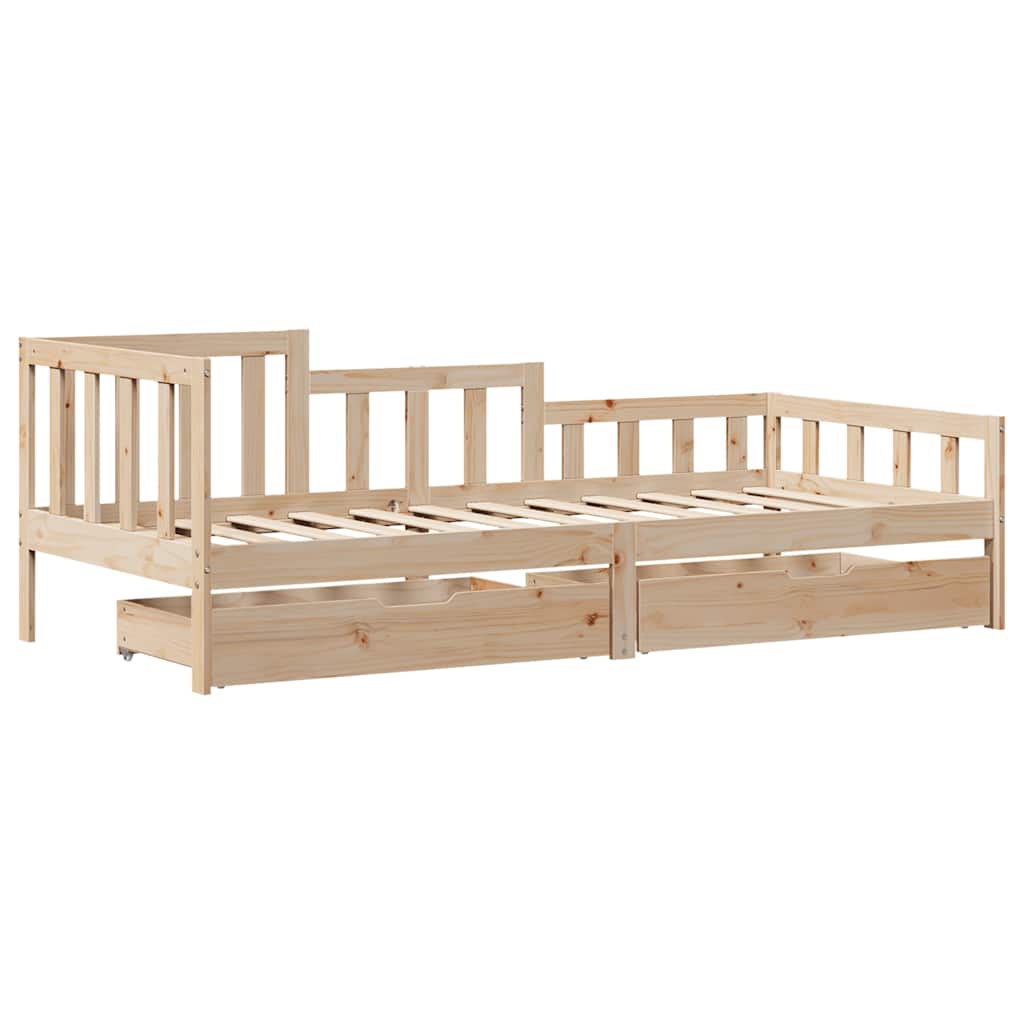 Dnevni krevet s ladicama bez madraca 90 x 190 cm masivno drvo