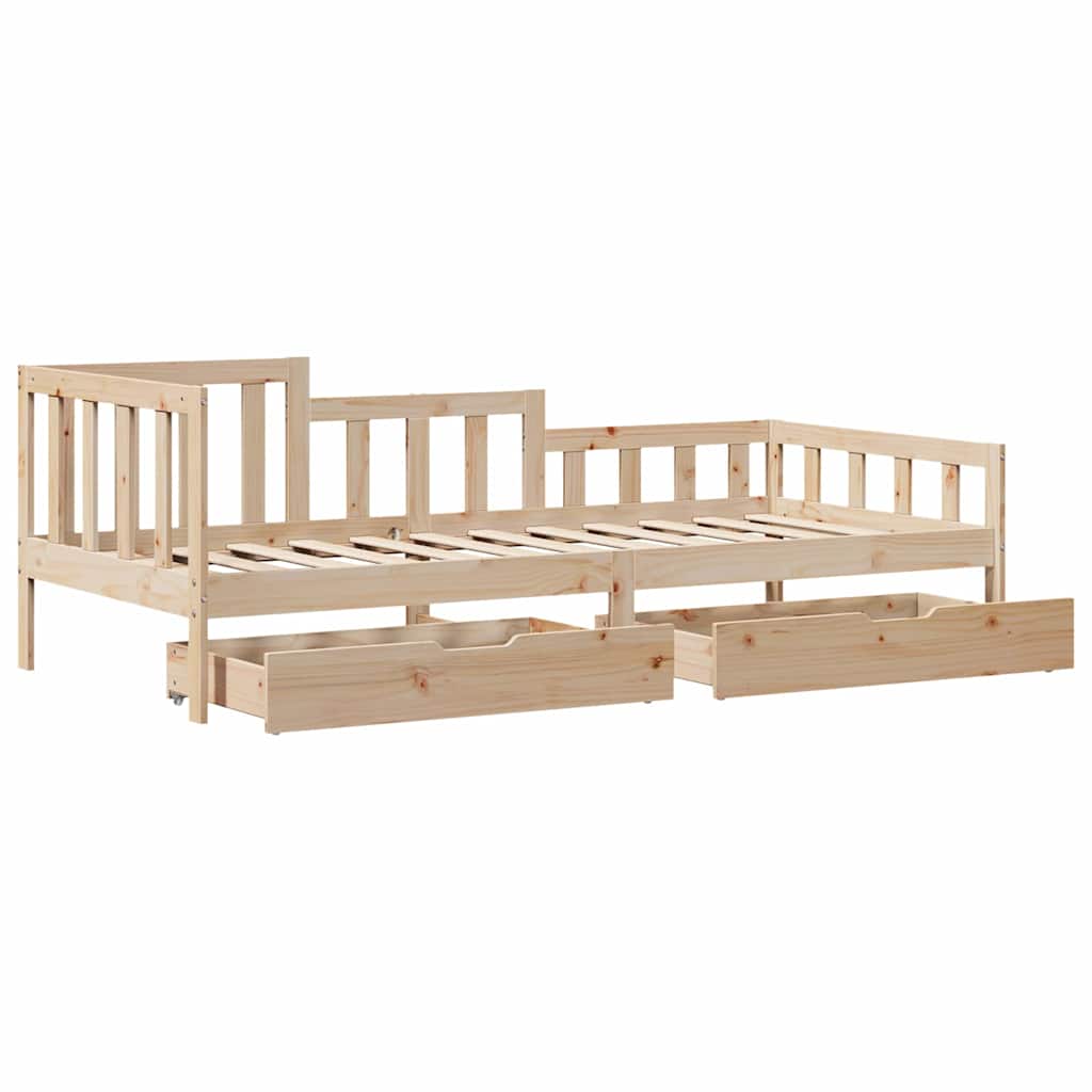 Dnevni krevet s ladicama bez madraca 90 x 190 cm masivno drvo