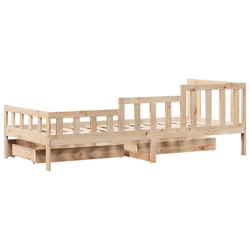 Dnevni krevet s ladicama bez madraca 90 x 190 cm masivno drvo