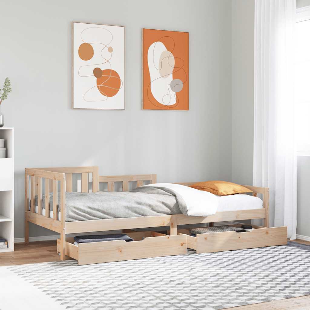 Dnevni krevet s ladicama bez madraca 90 x 190 cm masivno drvo