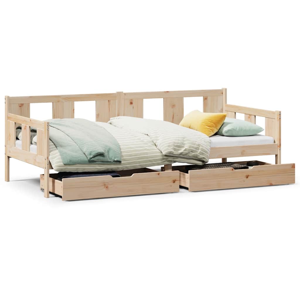 Dnevni krevet s ladicama bez madraca 90 x 190 cm masivno drvo
