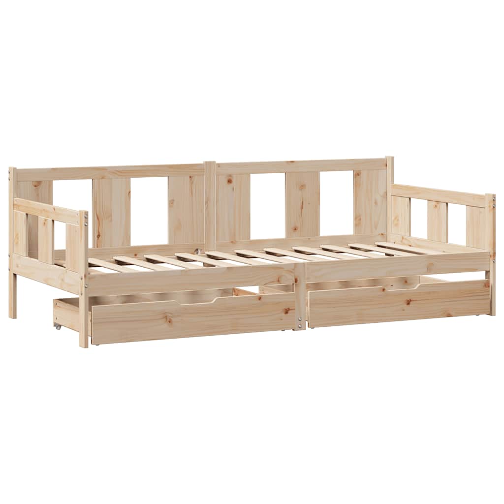 Dnevni krevet s ladicama bez madraca 90 x 190 cm masivno drvo