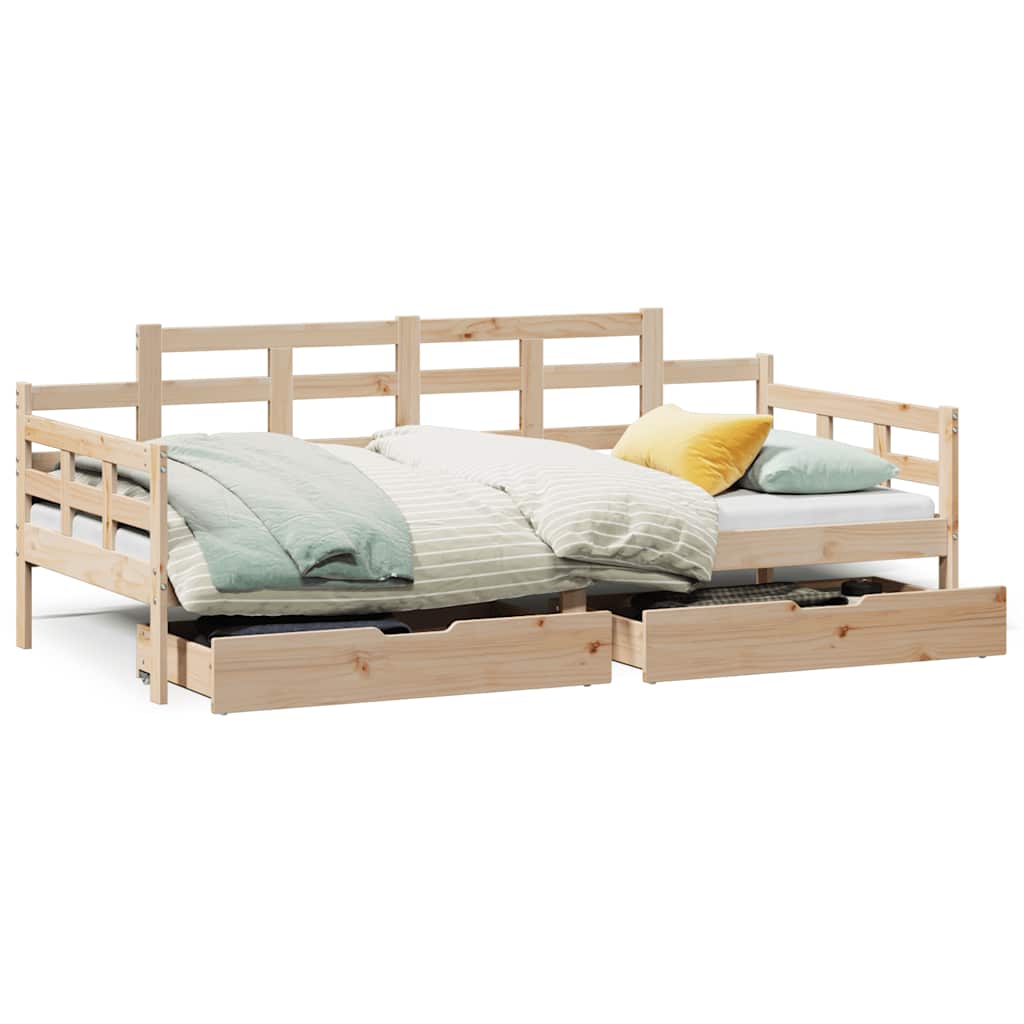 Dnevni krevet s ladicama bez madraca 90 x 190 cm masivno drvo